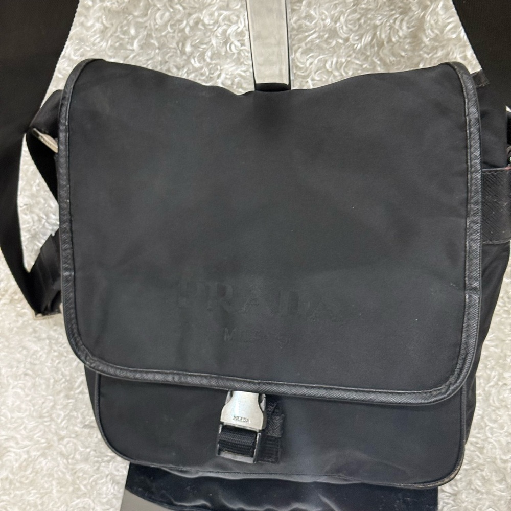 Prada Enameled Metal Triangle Messenger Bag - Picture 2 of 16